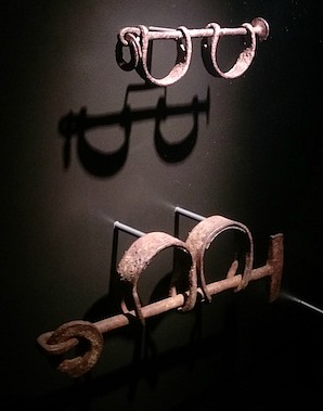 Child and adult slave shackles on display at the National Museum of American History