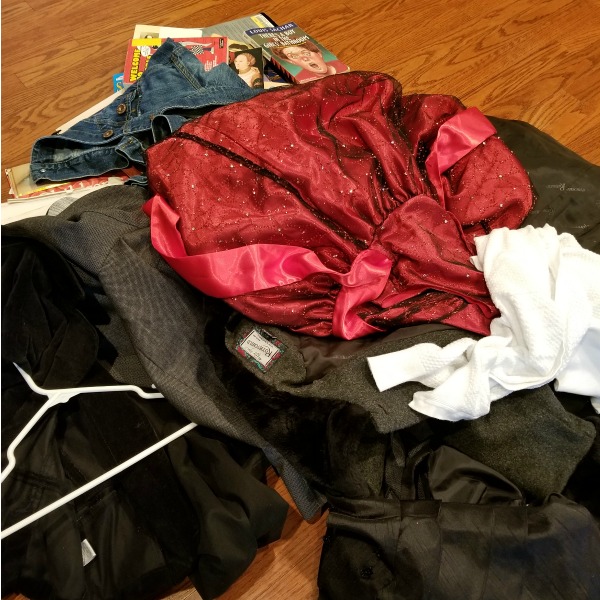 We've already started to clean our closets and desks. This is a pile of clothes and books we plan to donate when we are done Spring cleaning.